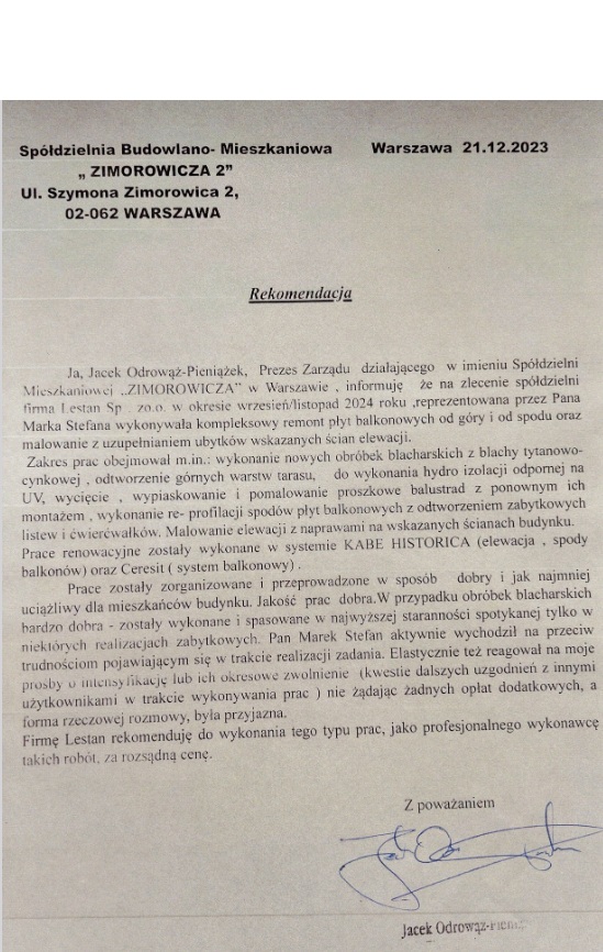 ZIMOROWICZA referencje